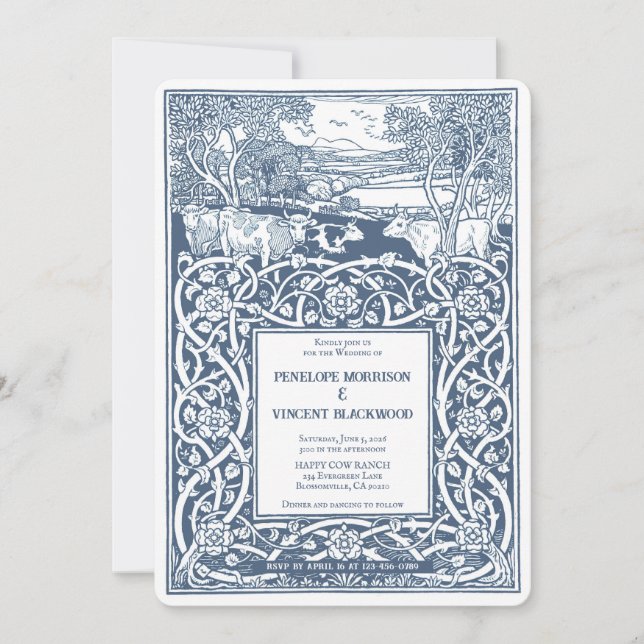 Country Wedding Cow Ranch Scenery  Invitation (Front)