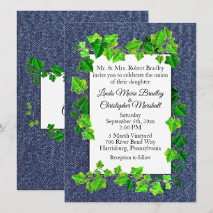 Country Wedding Denim Vines Invitation
