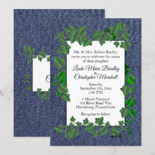 Country Wedding Denim Vines Invitation 5" x 7"