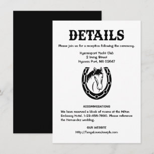 Country Wedding Details Black Horse Rustic Western Invitation