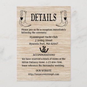 Country Wedding Details Wood Cowboy Boots Western Invitation