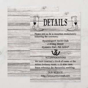 Country Wedding Details Wood Cowboy Boots Western Invitation