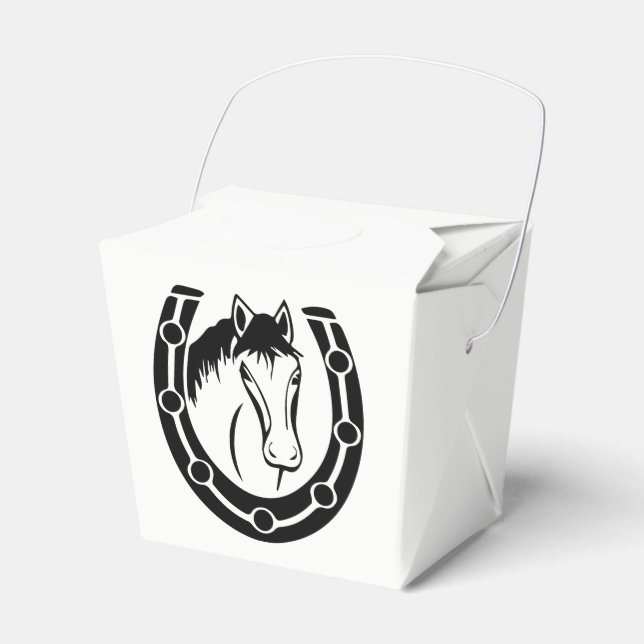 Country Wedding Horse Horseshoe Western Rustic Favour Box (Front Side)