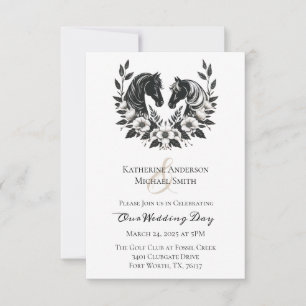 Country Wedding-Horses and Flowers Invitation