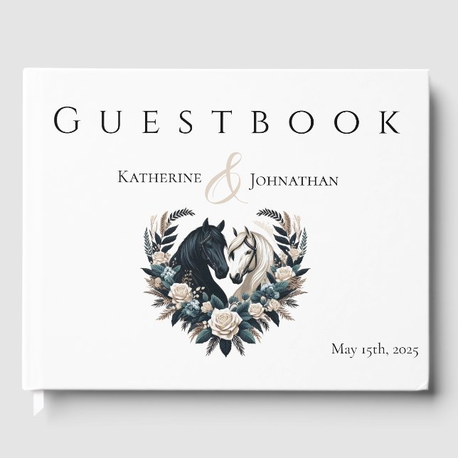 Country Wedding-Horses in Love  Guest Book (Front)