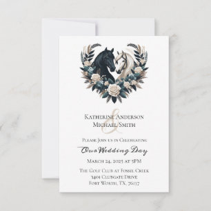 Country Wedding-Horses in Love Invitation