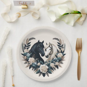 Country Wedding-Horses in Love  Paper Plate