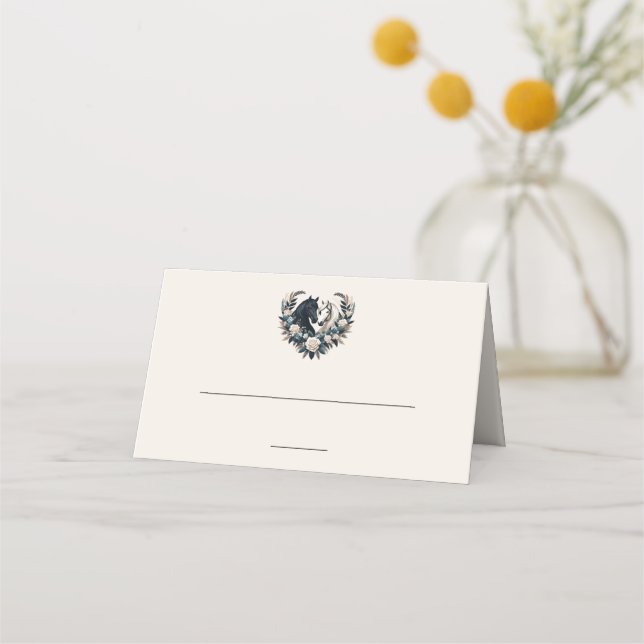 Country Wedding-Horses in Love  Place Card (Back)