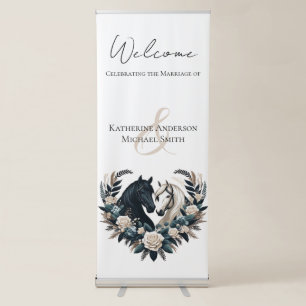 Country Wedding-Horses in Love Retractable Banner