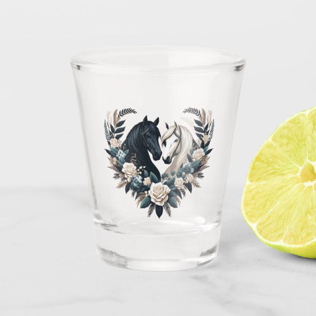 Country Wedding-Horses in Love  Shot Glass (Front)