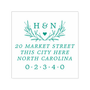 Country Wedding Initials Botanical Return Address Self-inking Stamp