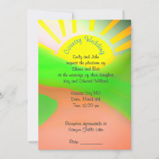 Country Wedding invitation with bride art 