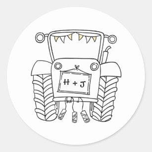 Country Wedding Tractor Sticker Label