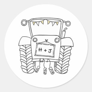 Country Wedding Tractor Sticker Label