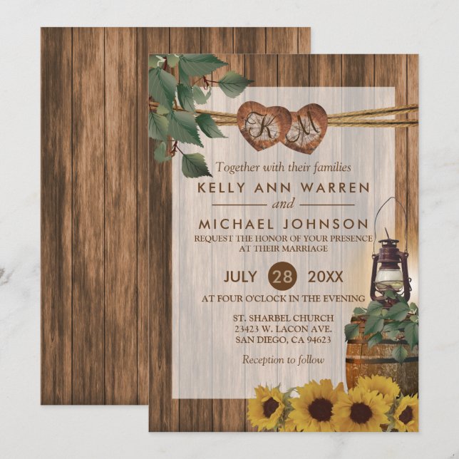 Country Wedding with Sunflowers Invitation (Front/Back)