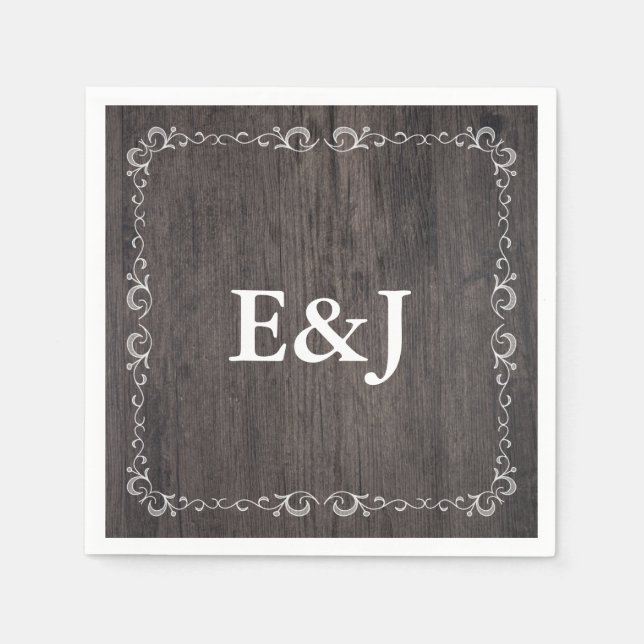 Country Wedding Wood Wedding Napkins (Front)
