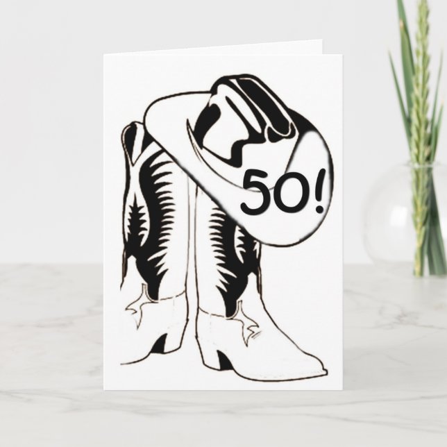 COUNTRY WESTERN "50th" BIRTHDAY WISH Card (Front)