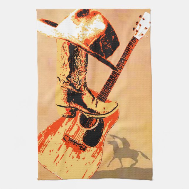 Country Western American MoJo Kitchen Towel (Vertical)