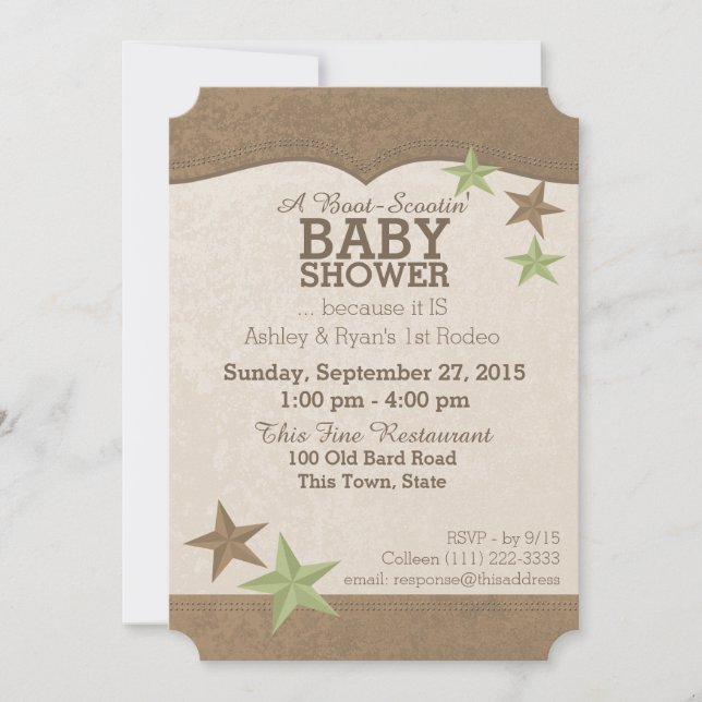 Country Western Baby Shower Invitation (Front)