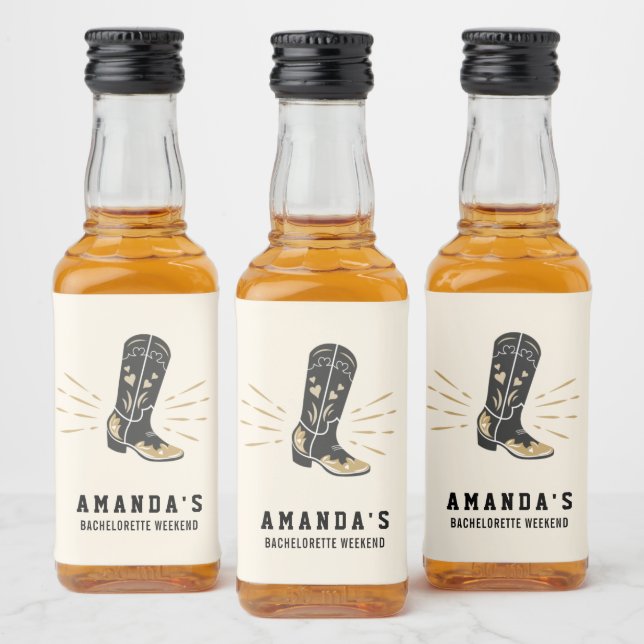 Country Western Bachelorette Mini Bottle Label (Bottles)