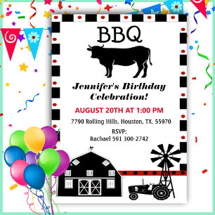 Country Western Barbecue Birthday   Invitation