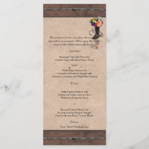 Country Western Barbed Wire Wedding Menu