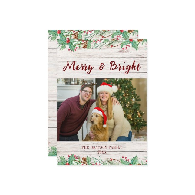 Country Western Barn wood Photo Flat Holiday Card (Front/Back In Situ)