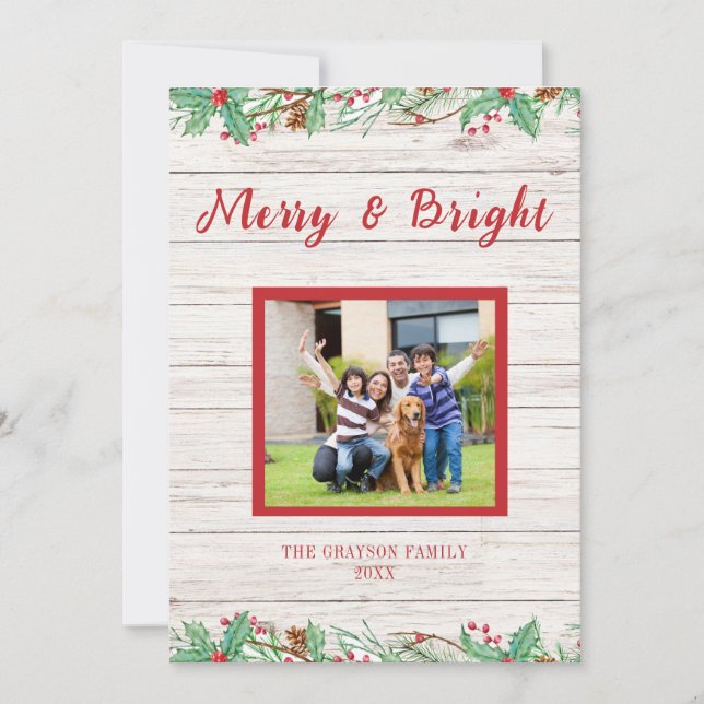 Country Western Barn wood Photo Flat Holiday Card (Front)