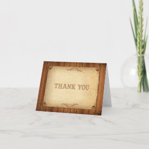 Country Western Barn Wood Thank You Cards