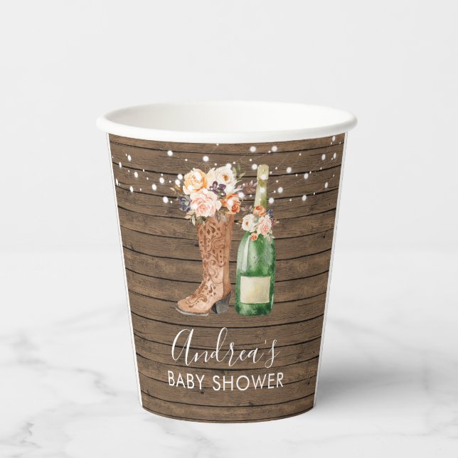 Country Western Boots and Bubbly Paper Cup (Front)