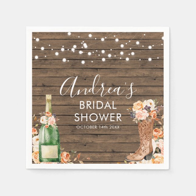 Country Western Boots and Bubbly Paper Napkin (Front)