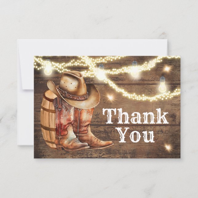 Country Western Boots and Hat Thank You Card (Front)