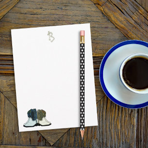 Country Western Boots Flat Monogram Note Cards