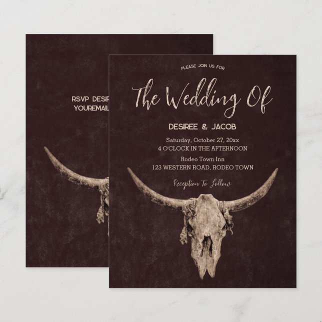 Country Western Brown Rustic Bull Skull Budget (Front/Back)