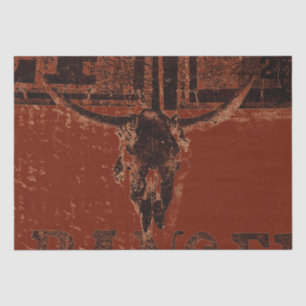 Country Western Bull Skull Rust Red Vintage Tissue Paper