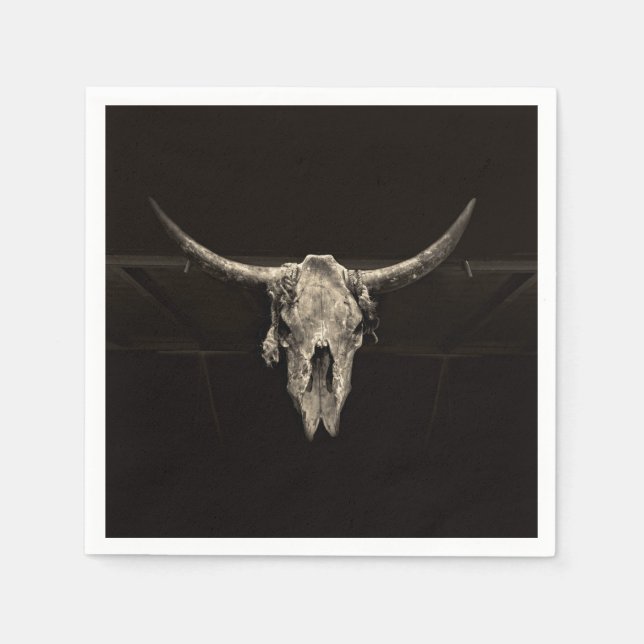 Country Western Bull Skull Rustic Vintage Antique Napkin (Front)