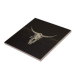 Country Western Bull Skull Rustic Vintage Antique Tile<br><div class="desc">Country western cowboy bull skull rustic old vintage antique sepia brown wood barn ceramic tiles. Cool,  textured barn wood,  chic,  trendy,  modern photo art farm animal design. Look for matching products in my store collection. Image copyright Marg Seregelyi Photography.</div>