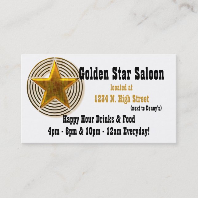 Country Western Business Card :: Golden Star D3 (Front)