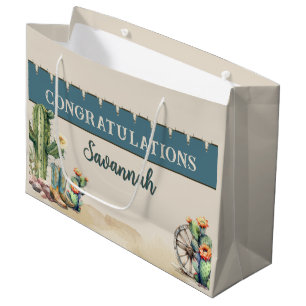 Country Western Cactus Boots Personalised Large Gift Bag