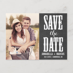 Country Western Chalkboard Save the Date Postcard