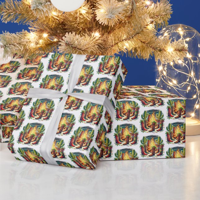 Country Western Christmas boots Wrapping Paper (Holidays)