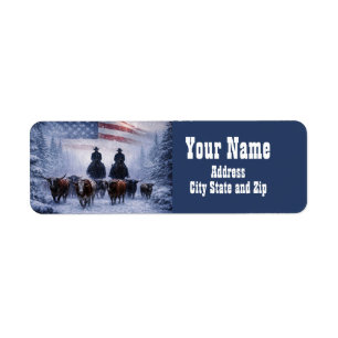 Country Western Christmas Cowboys Return Address