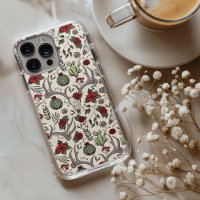 Country Western Christmas Floral Deer Head Skull