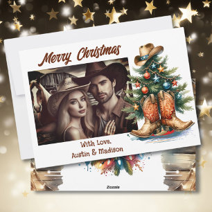 Country & Western Christmas Tree Personalised Holiday Card