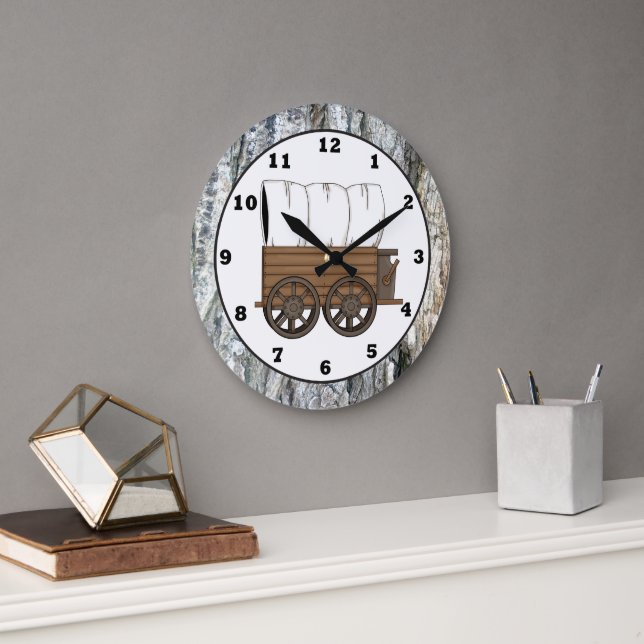 Country Western Covered Wagon Wall Clock (Office)