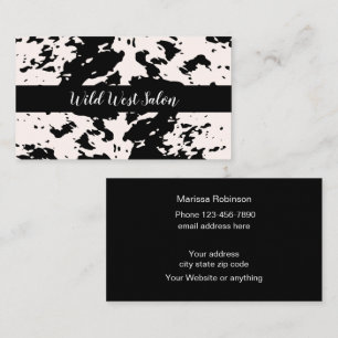 Country Western Cow Pattern Theme Trendy Business Card