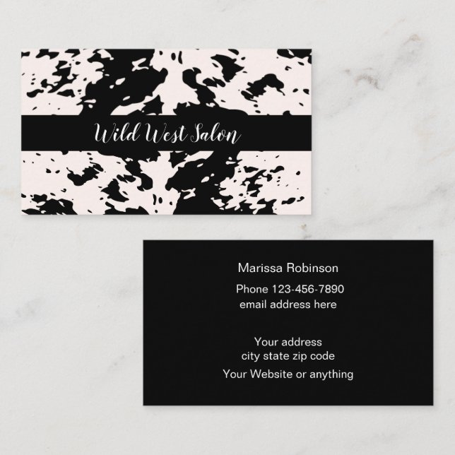 Country Western Cow Pattern Theme Trendy Business Card (Front/Back)