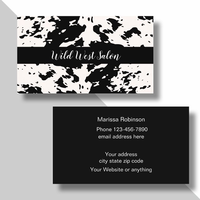 Country Western Cow Pattern Theme Trendy Business Card (Creator Uploaded)