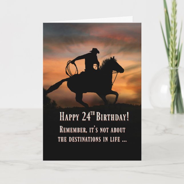 Country Western Cowboy 24th Birthday Card (Front)