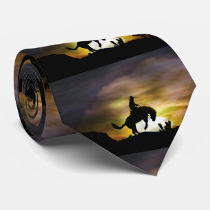 Country Western Cowboy and Bucking Horse Rodeo Tie
